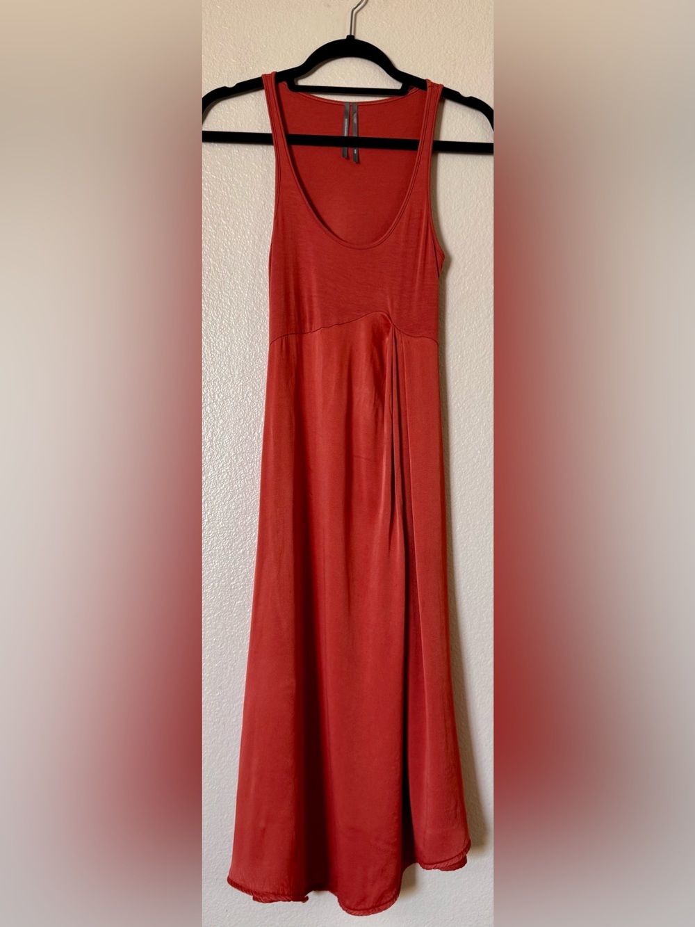 Anthropologie Spliced Knit Satin Dress Rust Orange XXSP